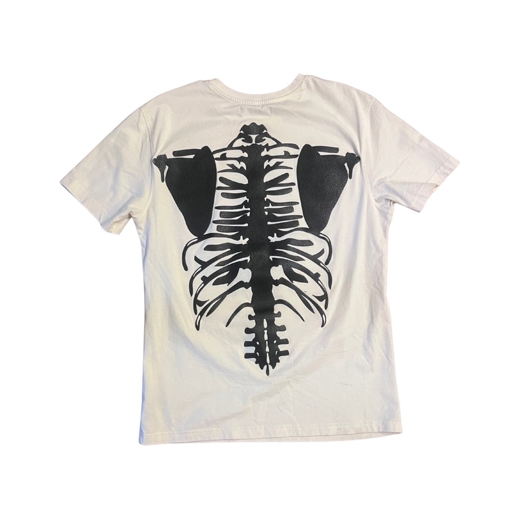 Zara White Shirt with Black Skeleton Design